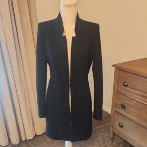 Zara Black Collarless Longline Blazer